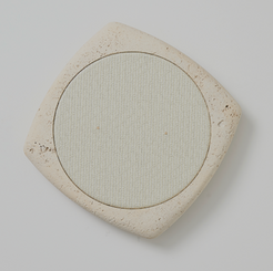 Beige stone wireless phone charger with woven leather centre