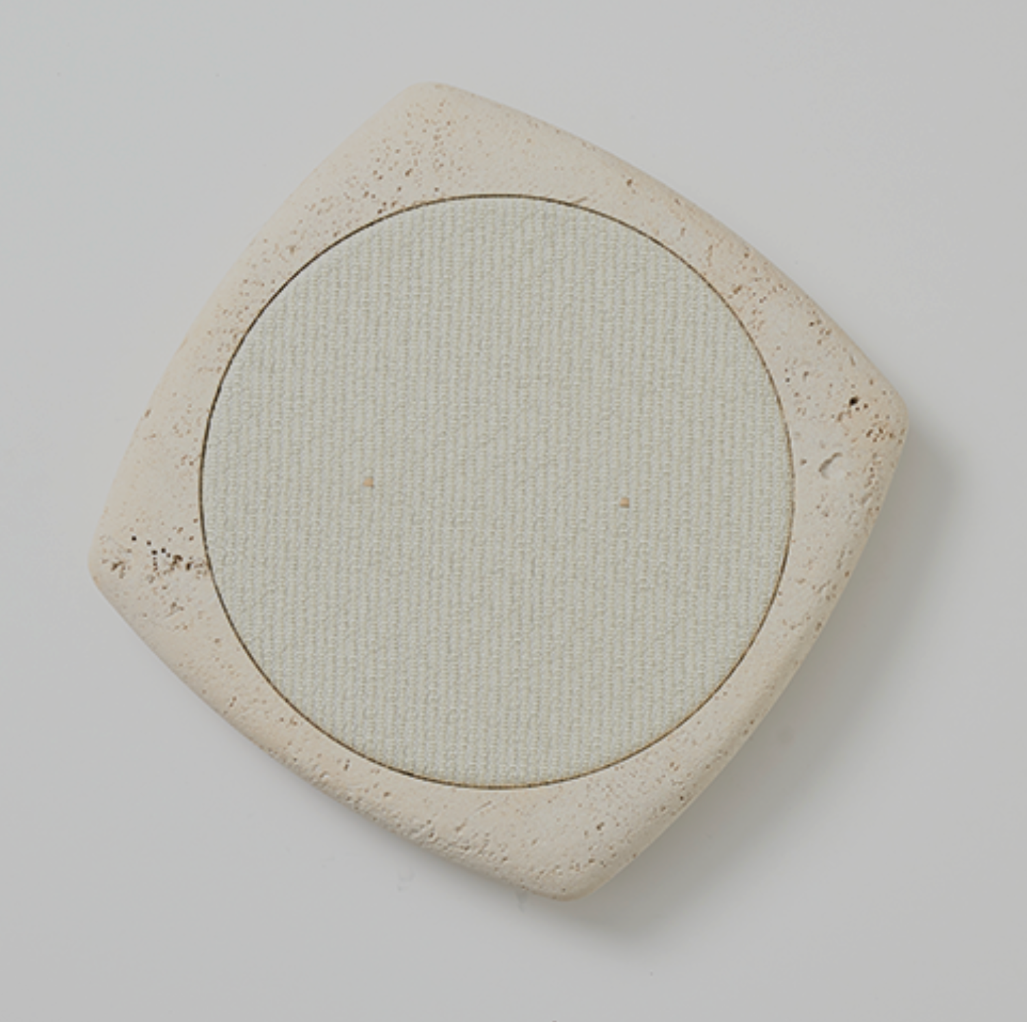 Beige stone wireless phone charger with woven leather centre
