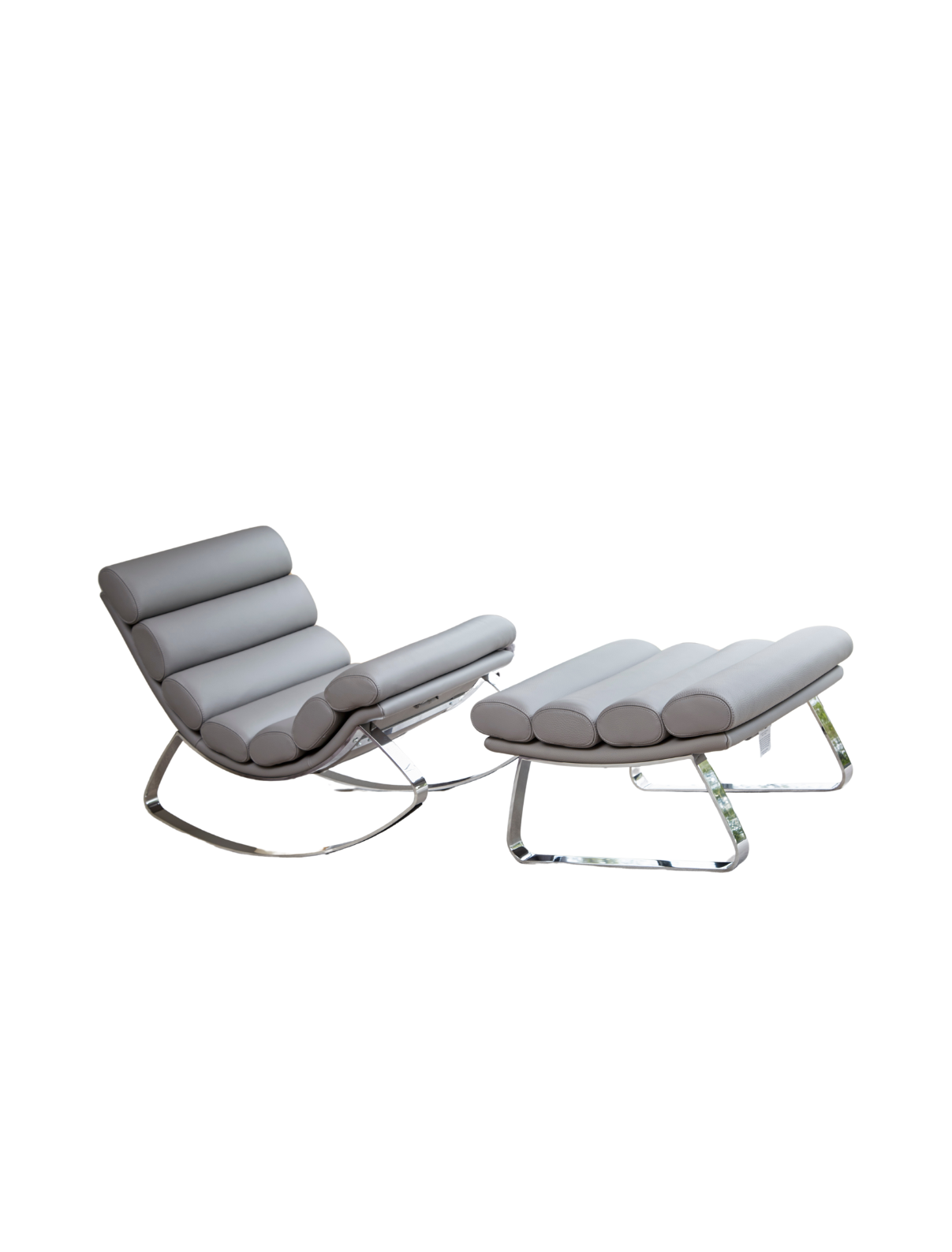 Cierre Imbottiti Monet Luxury Leather Rocking Chair & Footstool