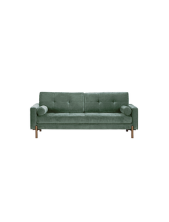Mid Century Sofa Pine Green with wooden legs 
