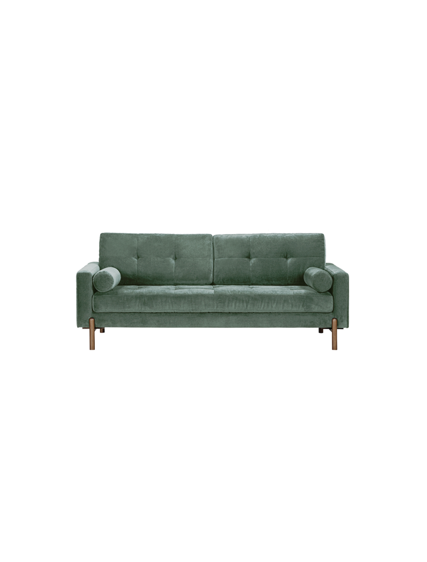 Mid Century Sofa Pine Green with wooden legs 
