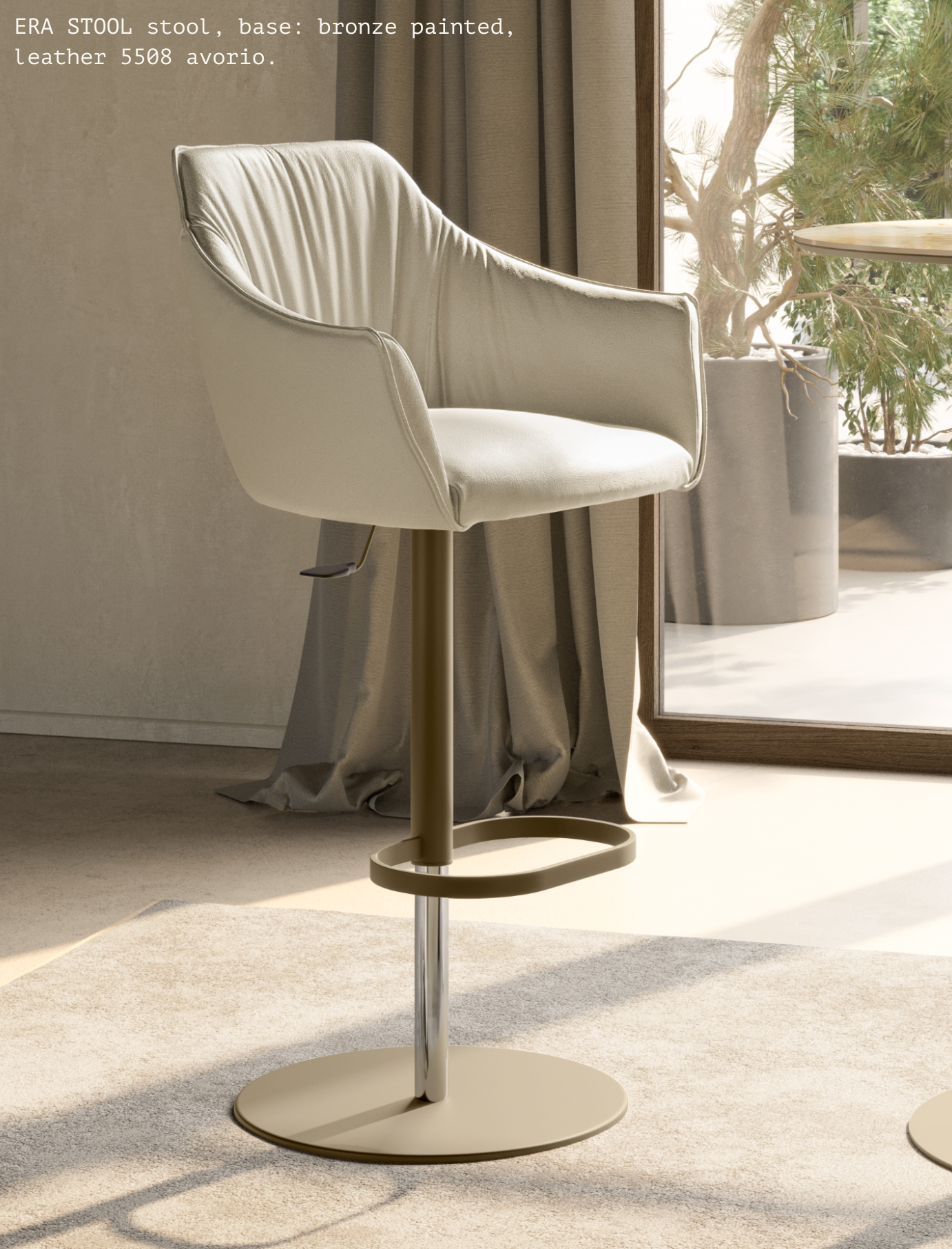 Era Leather Swivel Base Luxury Barstool