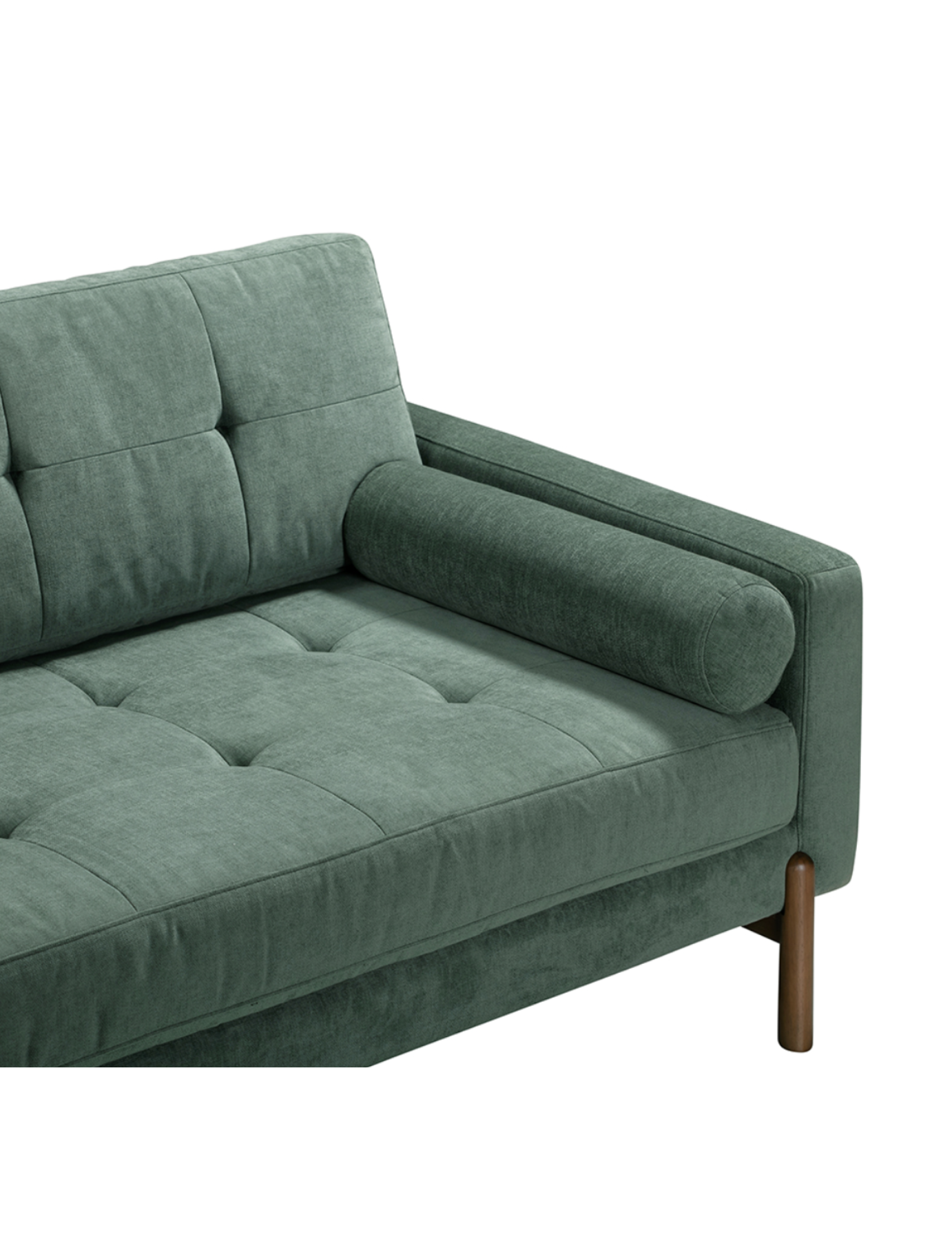 Mid Century Sofa Pine Green with wood legs 