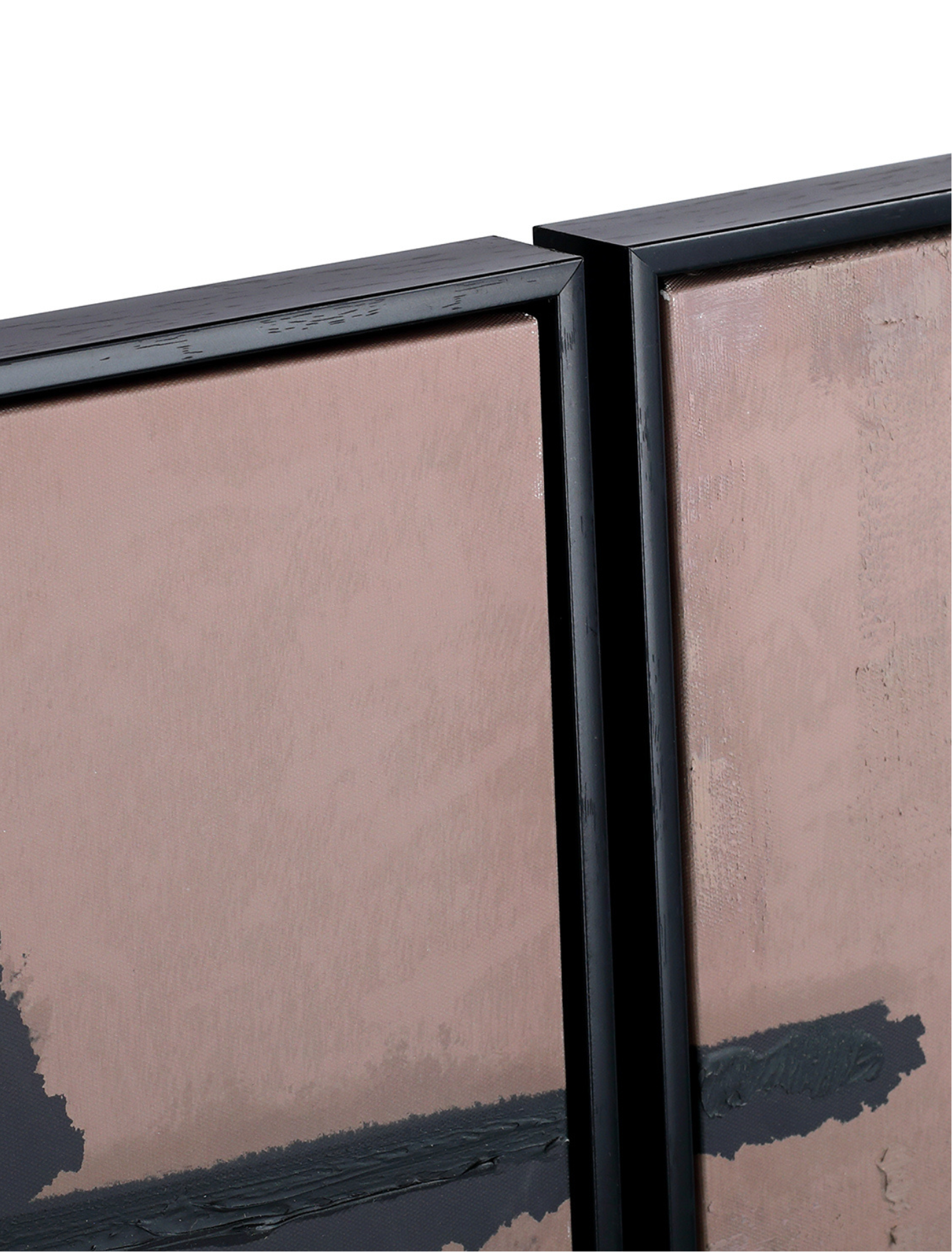 Abstract Brushstroke Canvas Pair in Taupe & Charcoal