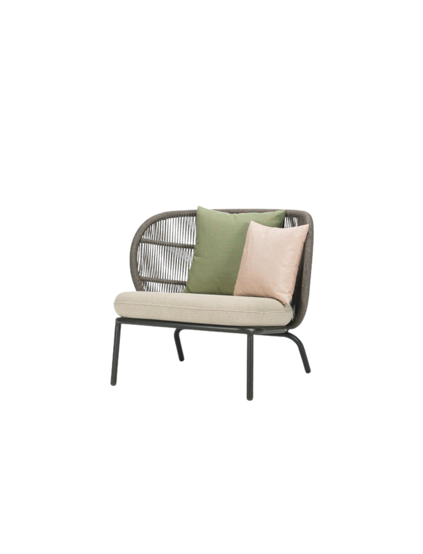 Koo lounge Chair in Fossil Grey With Almond Seat Cushion 